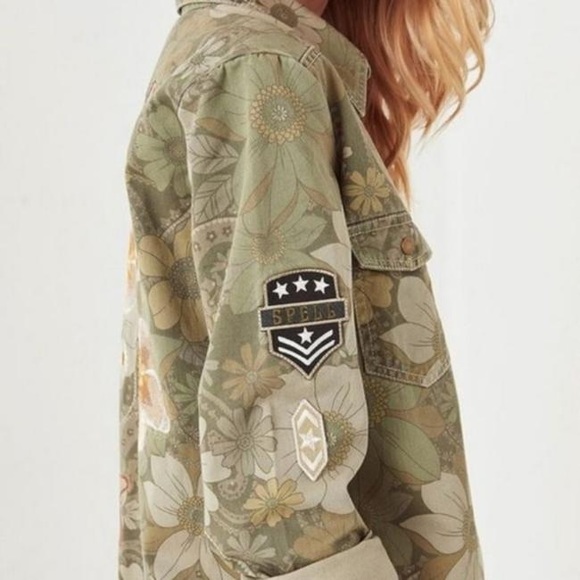 Spell Floral Embroidered Jacket in Olive Green - Picture 14 of 14